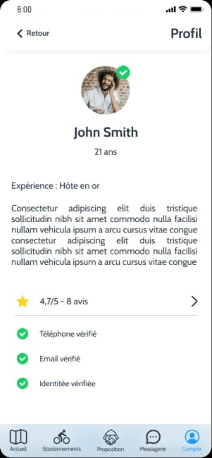 Velhome profile screen